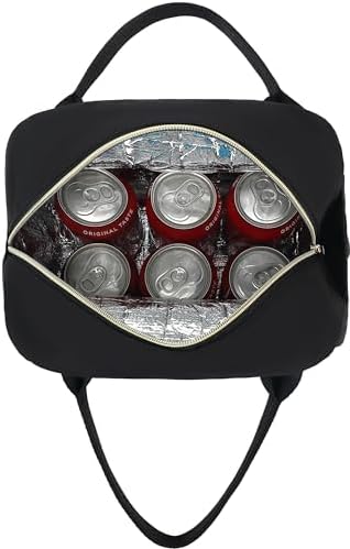Miniatura 10 de CAMTOP Lonchera térmica para mujer, térmica, a prueba de fugas, acolchada, reutilizable, para el trabajo, escuela, viajes, picnic (negro)
