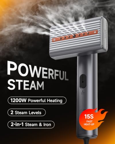 Image of Epicka Dual Voltage Global Travel Steamer (100-240V), Grey | Portable 2-in-1 Handheld Steamer & Iron with Auto Shut-Off & Dual Steam Modes for Clothes & Garments
