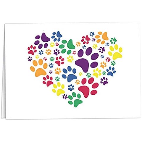 Fundraising For A Cause Rainbow Paw Print Note Card Stationary - Thank You Cards With Envelopes- Dog, Cat, and Pet Themed LGBTQ Sympathy Gifts Blank Cards - 12 Cards w/Envelopes Per Pack Cover