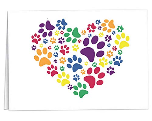 Fundraising For A Cause Rainbow Paw Print Note Card Stationary - Thank You Cards With Envelopes- Dog, Cat, And Pet Themed Lgbtq Sympathy Gifts Blank Cards - 12 Cards W/Envelopes Per Pack (12 Pack) #TOP22