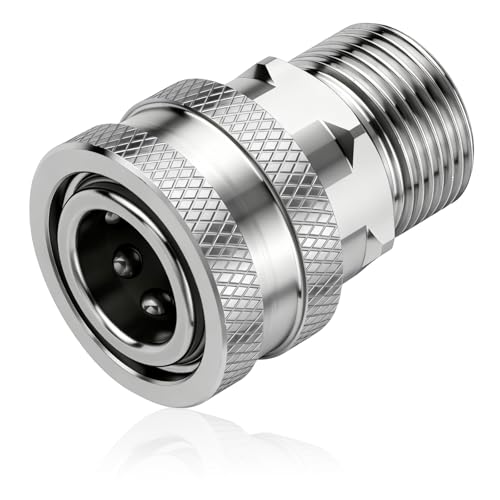 Senlinyu Pressure Washer Hose Adapter, M22-14mm to 3/8 Quick Connect, 5000 PSI, Stainless Steel, for Pressure Washer Guns Hoses Pumps (M22-14mm to 3/8)