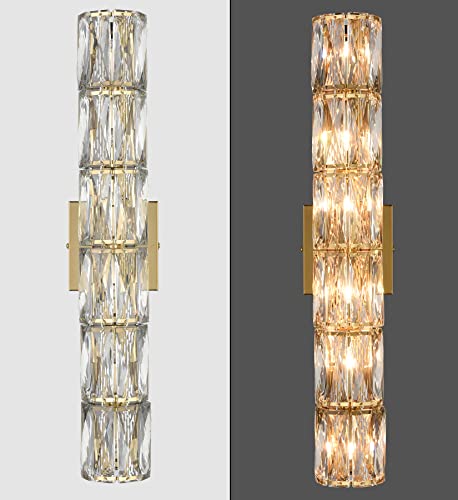 Samteen Crystal Wall Sconce 6-Light Wall Mounted Light Modern Gold Sconce Wall Light Fixtures Crystal Wall Lighting For Bathroom, Living Room, Bedroom, Hallway #TOP5