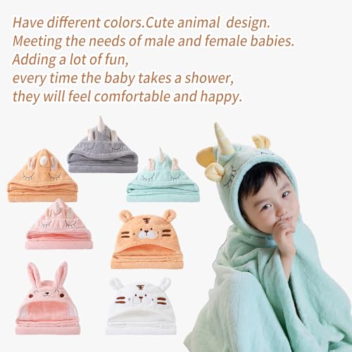 Image of Baby Hooded Towel - Ultra Soft Coral Fleece Bath Towel for Newborn to Toddler (0-5 Years), 32 inch x 50 inch Large Super Absorbent Kids Beach Swim Poncho - Unicorn Pink