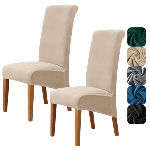 Housse de chaise velours XL kaki Alishomtll lot de 2