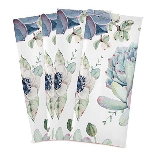 Slhkpns Succulents Plant Kitchen Dish Towels Set Of 4,Watercolor Floral 18X28In Absorbent Dishcloth Reusable Cleaning Cloths For Household Use, 18 Inchx28 Inch #TOP2