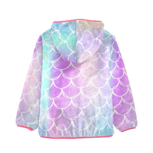 OTVEE Beautiful Rainbow with Mermaid Scales Kids Hoodie Jacket Fall Spring Full Zip Warm Outwear Coat2