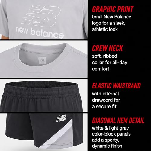 Image of New Balance Boys Short Sets - 2 Piece Active Performance Athletic Shirt and Kids Basketball Gym Shorts for Boys (8-12)