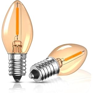 Bonlux E14 LED-gloeilamp 0,5 W E14 nachtlampje gloeilamp C7 LED gloeilamp SES E14 vintage kaarsen gloeilampen kleine schroef Edison lamp barnsteen zout lamp gloeilamp Candelabra lamp (2 stuks)