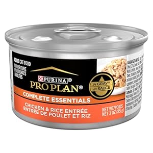 Purina Pro Plan High Protein Cat Food Complete Essentials Wet Gravy, Chicken and Rice Entree – (Pack of 24) 3 oz. Pull-Top Cans