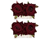 Realistas como flores frescas: estas peinetas para novia están bien hechas de rosas de tela, tienen un hermoso color, tacto aterciopelado y son bastante vivos en forma y tamaño
