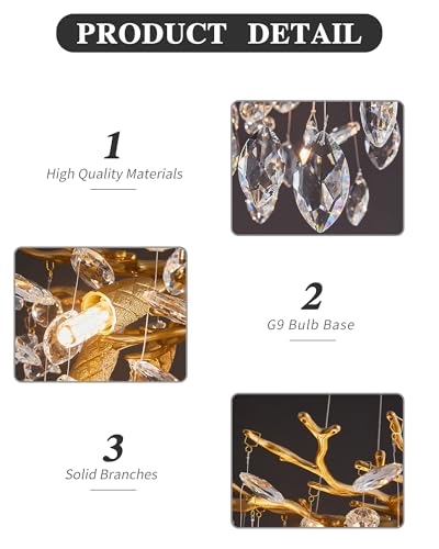 Luxury Gold Crystal Chandelier - Modern Tree Branch Design - Image 8