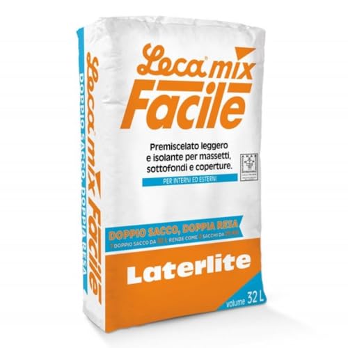 Massetto Alleggerito LecaMix Facile Sacchi da 32 litri - Premiscelato Leggero per Massetto Interno/Esterno