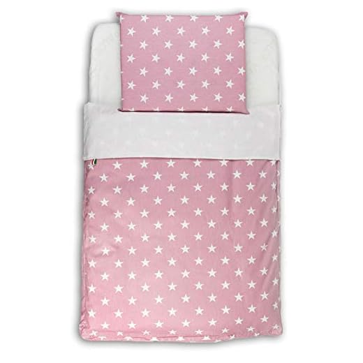 PAMBABY Juego de cama mini 4 piezas | 83 x 50 cm | Sábana+funda nórdica+funda de almohada+cojín para tumbonas Next to Me KinderKraft Cam Chicco Janè (kit 4 piezas rosa)