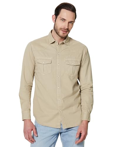 Image of Symbol Premium Men's Washed Cotton Twill Casual Shirt - Regular Fit | Pure Cotton (Available in Plus Sizes)