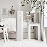 モダンデコ 加湿器 超音波式 大容量 6.5L 11畳まで対応 超音波式加湿器 タワー型 アロマ対応 床置き 上部給水 スリム 節電 静音 パワフル加湿 タッチセンサー リモコン付き 超微細ミスト 乾燥対策 (オフホワイト)