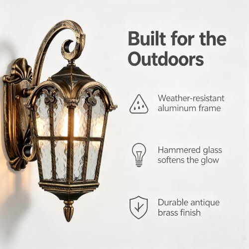 Image of YUBOLE Outdoor Wall Lights Waterproof Wall Sconce Hammered Texture Glass