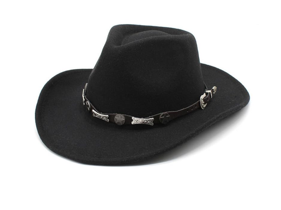 Kids Cowboy Hat Western Halloween Costume - Pretend Play for Boys Girls Toddlers - Dress-up Themed Parties Felt Fedora Cowgirl Hat Party Favor (Black)