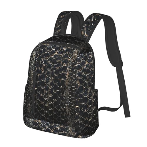 Sac à dos léger imprimé peau de serpent noir et blanc au design python exclusif - 2