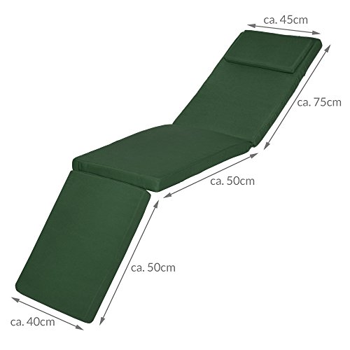 Beautissu Luxus Deckchair Auflage Sonnenliege 175x45x5cm LoftLux DC – Bezug Abnehmbar – Polsterauflage für Liegestuhl Auflage Gartenliege Polster – Liegenauflage Gartenmöbel Kissen Grün