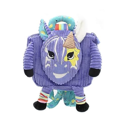 Peluche sac à dos Kiprokos le zèbre Les Déglingos, le compagnon violet ultra doux