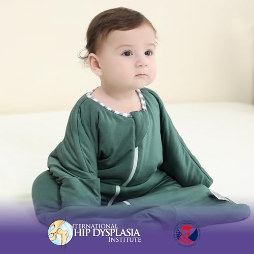 Image of PuppyPaws Baby Sleep Sack 1.5 TOG, Transitional Swaddle with Arms Up Length Sleeves and Mitten Cuffs, Sleep Sack 0-3 Months, Wearable Blanket Baby, 95% Rayon derived from Bamboo, 5% Spandex