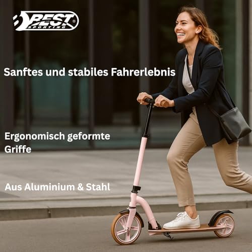 BEST SPORTING B Vintage Scooter Kinder & Erwachsene in pink I Kinder-Roller mit 230er Rolle I hochwertiger Cityroller I Scooter-Roller f&uuml;r bis zu 100 kg I Tretroller Erwachsene klappbar