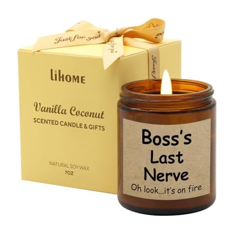 Lihome Boss Gifts for Women - Boss Day Gifts, Gifts for Boss, Natural Soy Wax Vanilla Coconut Candle(7oz) Cover