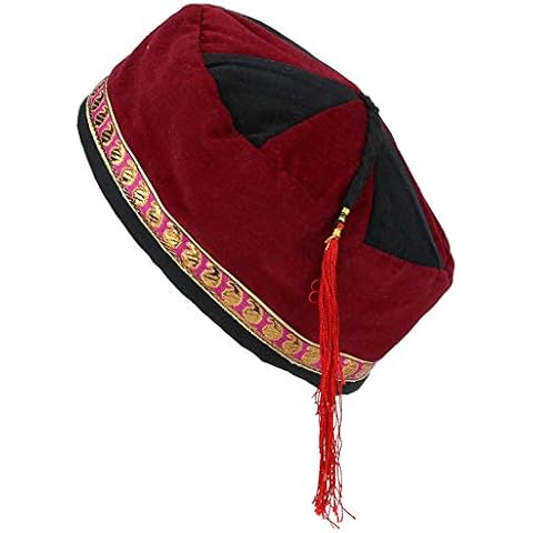 Siesta Nepalese Velvet Smoking Hat - Red Black (Large) Cover