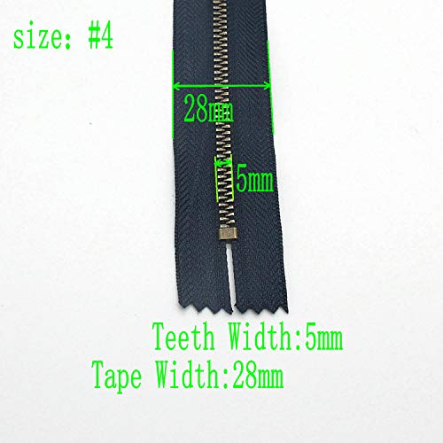 4# Black Metal Zipper Close End Antique Brass Y-Teeth Zipper 4 Inch Jeans Zippers 6Pcs,10 Cm (Black-Brass) Leekayer #TOP1