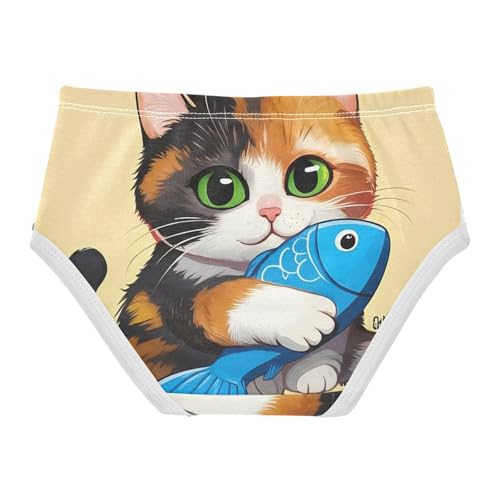 Cotton Toddler Underwear Floral Cute Cat Blue Fish Beige Panties Little Girl Bright Briefs Kids Undies 2t2