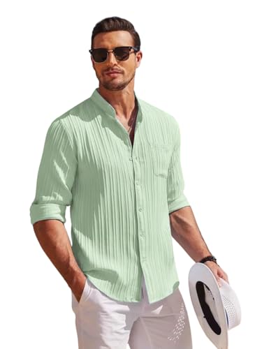 Image of Leriya Fashion Shirt for Man New |Textured Shirts for Men | Long Sleeve Button Down Shirt |Beach Holiday Trendy Evening & Vacation Outfit