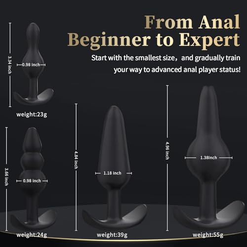 Image of Deluxe 4-Piece Anal Plug Kit: Body-Safe Silicone, Diverse Sizes & Shapes for Beginners to Advanced - Ultimate Sex Toy for Anal Play, Intimate Exploration Set