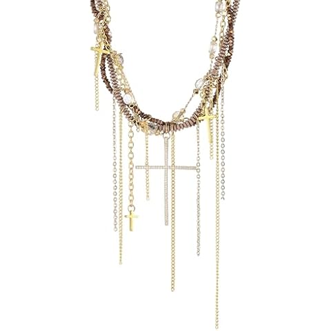 Enjinkail Gold Layered Necklaces for Women Gold Necklace Stack Layered Sun and Moon/Cross Necklace Layered Stacked Necklaces for Women Gold Necklace Jewelry for Women Gifts Cover
