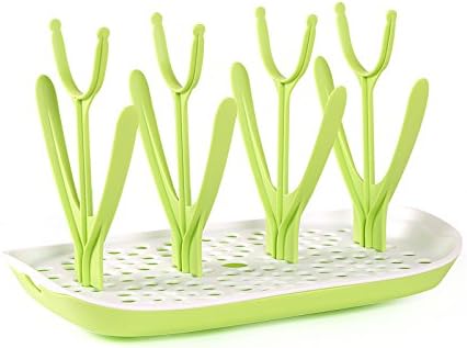 Hhobake Bottle Drying Rack,Baby Drying Rack,Baby Bottle Drying Rack,Baby Child Toddler Cup Nipples and Bottle Accessories Drain Rack(Green Bifurcation)
