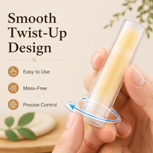 Image of Street27 25pcs 5g Twist- up Lip Balm Tubes, Clear Empty Plastic Lip Gloss Balm refillable Bottles rotatable Deodorant Cosmetic Containers with Caps for Homemade Lipstick Tubes for DIY (25)