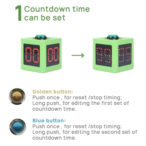 Timer du cube numérique pour le poker chronomètre à rebours vert 4,4 pouces