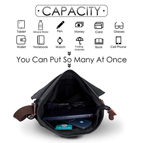 CHEREEKI Schoudertas Heren, Canvas Messenger Bag met Veel Zakken, Rits en Brede Band, Canvas Tas voor Werk, School, Reizen en Dagelijks Gebruik (Geschikt voor 13,3-inches Laptop) - Image 3