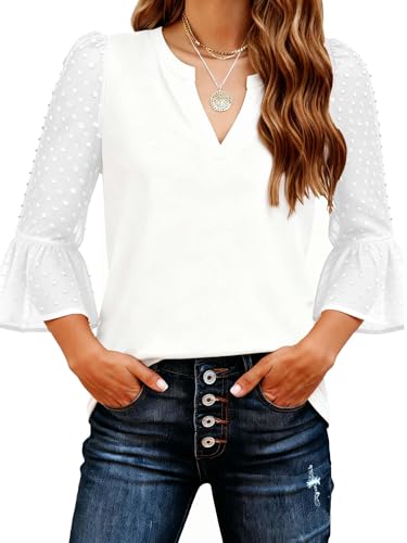 Chemisier en dentelle femme à manches 3/4 chic pour tenue d'affaires