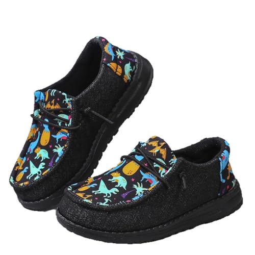 ZISTRO Boys Slip-On Shoes Light-Weight Loafers Dinosaur Lace Up Casual Boat Shoes(Toddler/Little Kid/Big Kid)