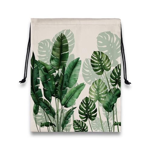 Image of Botanical Gymnastics Grip Bag Tropical Plants Small Drawstring Gym Bag for Yoga