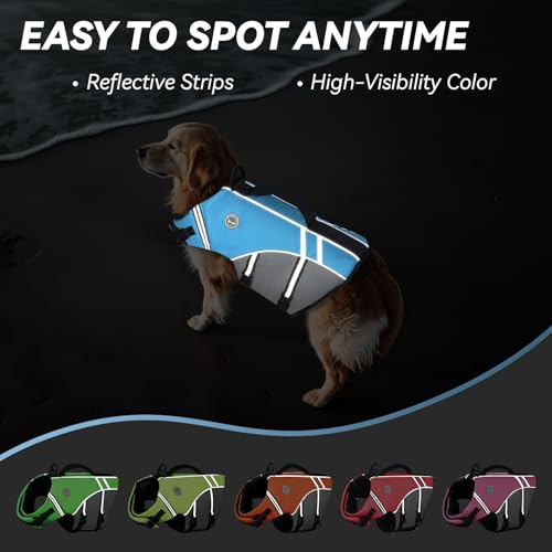 VIVAGLORY Sports Style Hundeschwimmweste, Rettungswesten Für Hunde Bootfahren, Auftrieb & Schwimmhilfe, Schwimmweste, S, Blau