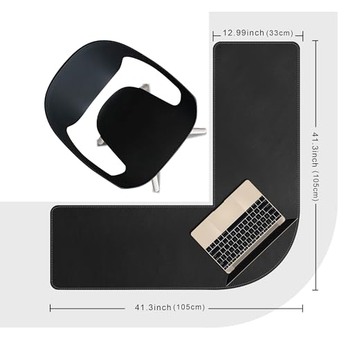 Image of Chihein L-Shaped Desk Pad, Corner Desk Mat (41.3 inch+ 41.3 inch) x 12.99 inch, Computer Office Mouse pad Writing Table Pad for Home Office - Black /Gray