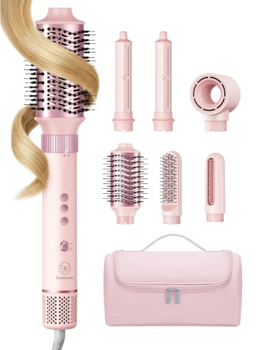 SweetCradle 6 in 1 Air Hair Styler 1400W High-Speed Hair Dryer Brush Set Ionic Blow Dryer for Fast Drying Curling Straightening & Volumizing No Heat Damage for All Hair Types