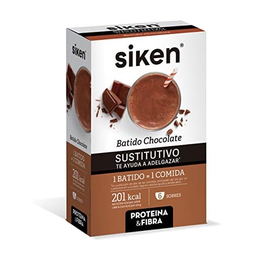 Siken SUSTITUTIVO - Batido sustitutivo, Sabor chocolate, Sobres en polvo para mezclar con agua, 1 batido sustituye 1 comida, 6 Sobres de 50g cada uno