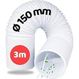 Home Melody Abluftschlauch 150mm 3 Meter PVC flexibel für mobile Klimaanlagen, Wäschetrockner, Abzugshaube, Flexschlauch Flexrohr Abluft-Schlauch Klimagerät Verlängerungsschlauch Fenster Luftschlauch