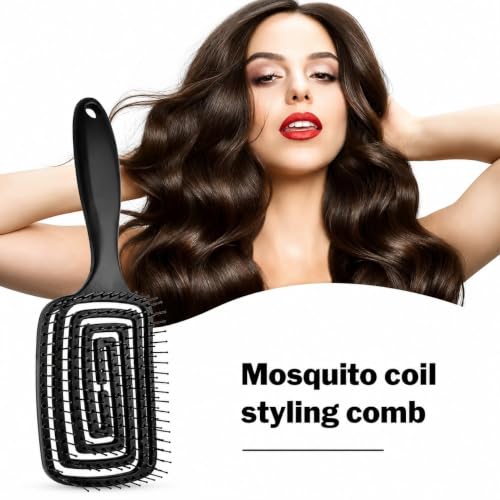 Image of Detangling Hair Brush for Women & Men- Anti Hair Fall Comb for Curly, Wavy & Straight Hair | Hair Straightening Brush, Wet & Dry Styling Brush | Scalp Massager, Frizz Control & Tangle (Black)