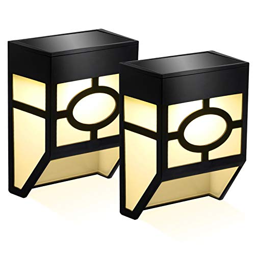 Greluna Solar Fence Lights,2 Modes Solar LED Outdoor Wall Lights for Deck, Fence, Patio, Front Door, Stair, Landscape, Yard and Driveway Path,Warm White/Color Changing,Pack of 2