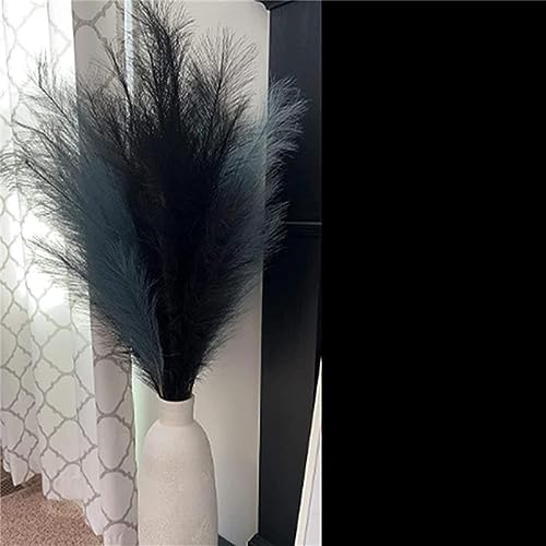 MAKHOT ブラックフアックス パンパスグラス トール 4本の茎 フェイクパンパスグラス 大型 人工パンパスグラス装飾 ふわふわ フェイクパンパスグラス ブラック ホームオフィス花瓶装飾 [2]