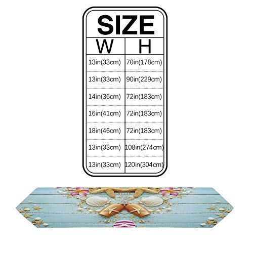 Vandarllin Cotton Linen Table Runner Dresser Scarves Beach Theme Seashells Starfish&Blue Rustic Wood Non-Slip Burlap Table Setting Decor For Wedding Party Holiday Dinner Home (13X70 Inch Long) #TOP4