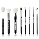  Jessup Juego de brochas de maquillaje de color plateado y negro para base de sombra de ojos T178